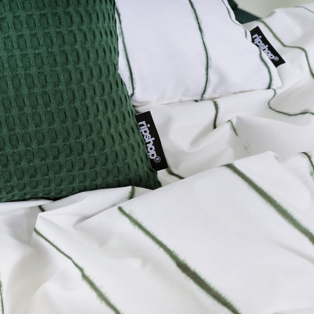 Waffle cushion cover 100% cotton Bottle Green