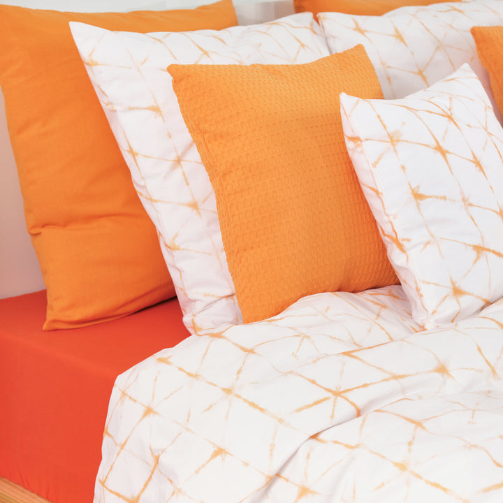 Housse de coussin 100% lin orange clair
