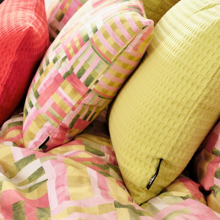 Housse de coussin gaufré 100% coton Vert Clair