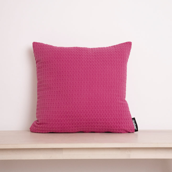 Housse de coussin gaufré 100% coton Fuchsia