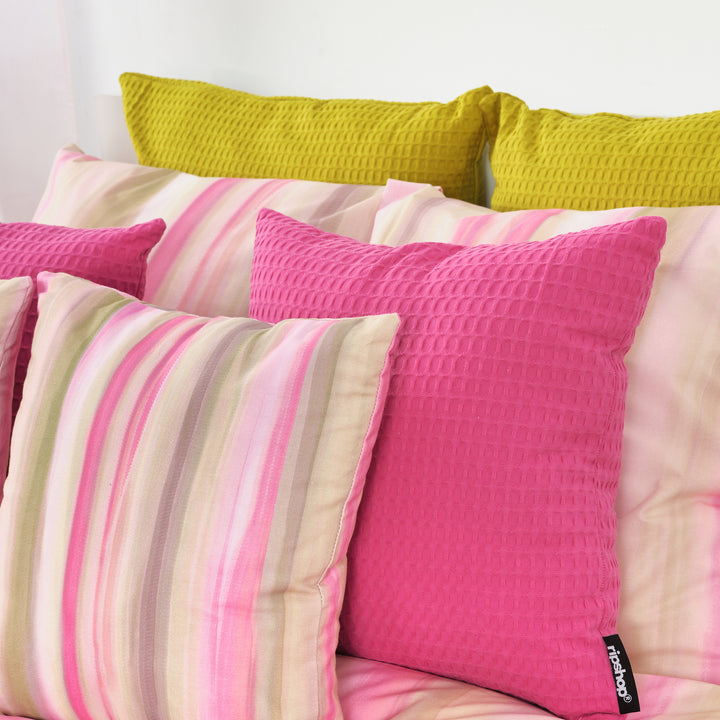 Housse de coussin gaufré 100% coton Fuchsia