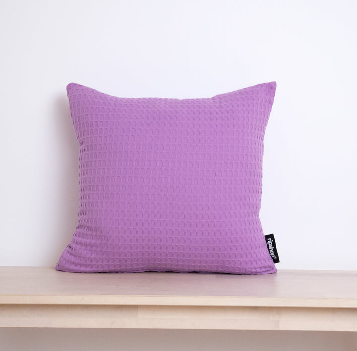 Housse de coussin gaufré 100% coton Lilas