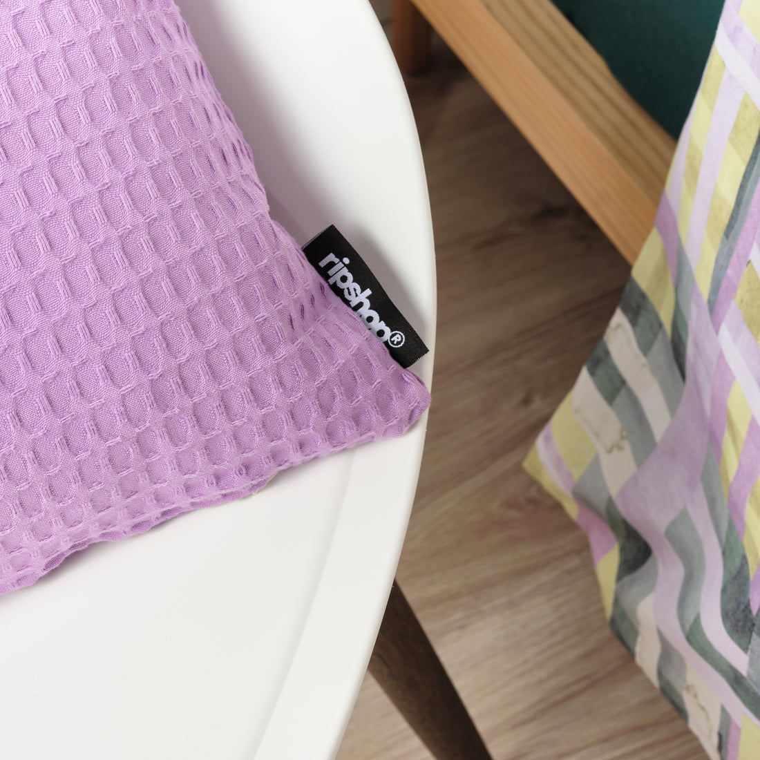 Funda de cojín Waffle 100% algodón Lila