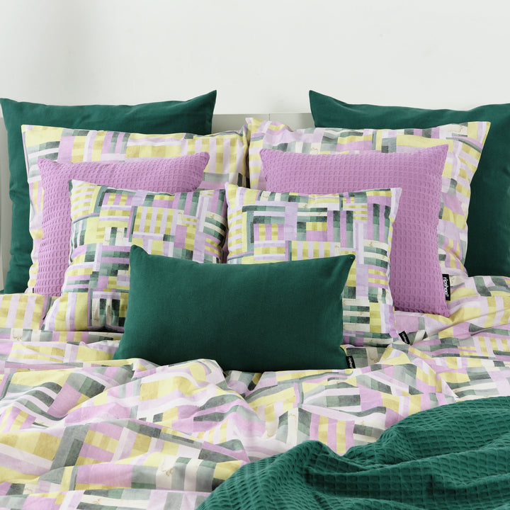 Housse de coussin gaufré 100% coton Lilas