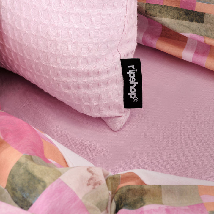 Housse de coussin gaufré 100% coton Bois de rose 30x50 cm