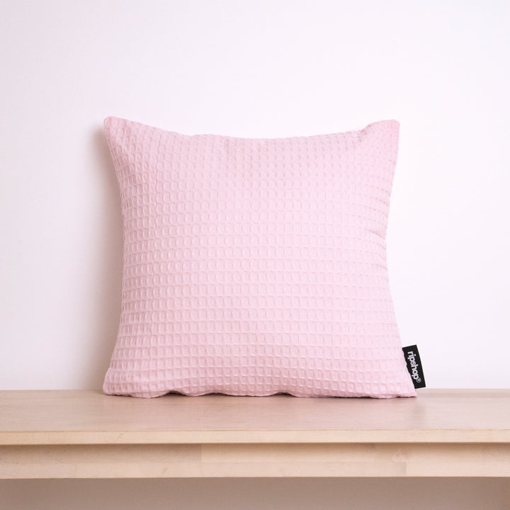Housse de coussin gaufré 100% coton Bois de rose