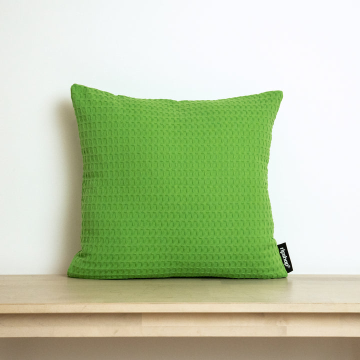 Housse de coussin gaufré 100% coton Vert trèfle