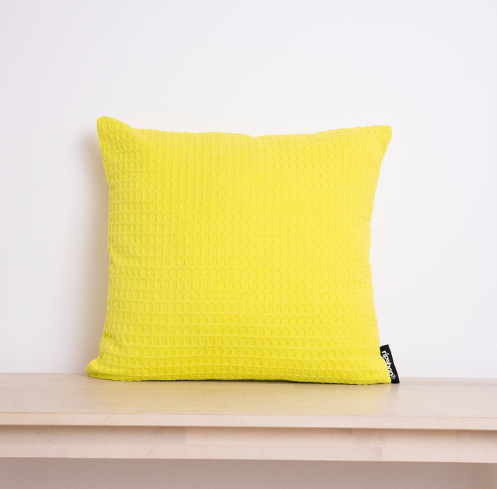 Housse de coussin gaufré 100% coton Jaune