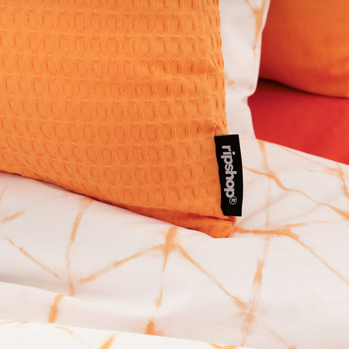 Housse de coussin gaufré 100% coton Orange clair 30x50 cm