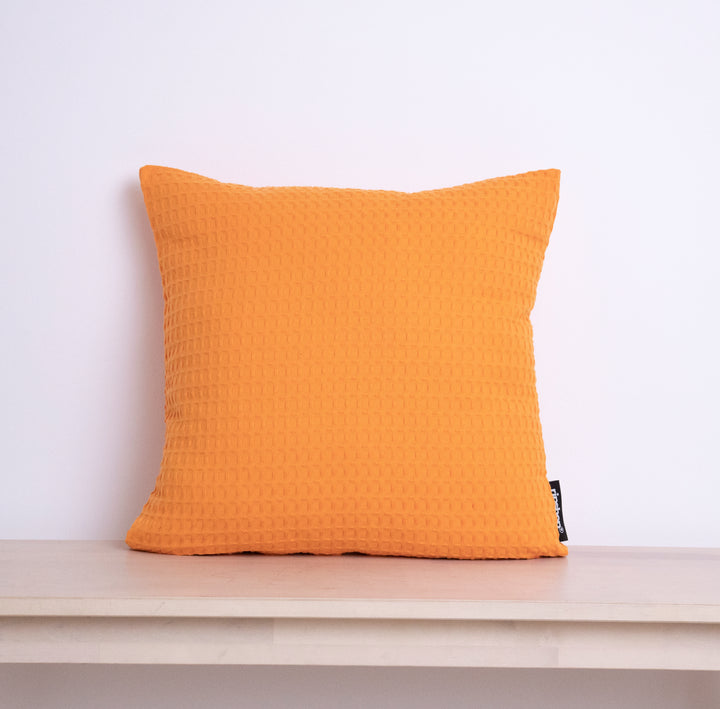 Housse de coussin gaufré 100% coton Orange clair