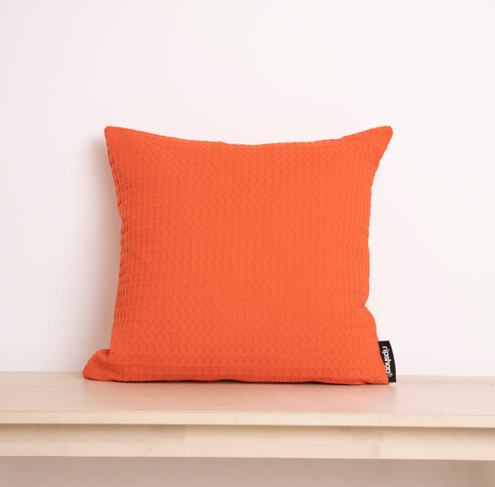 Housse de coussin gaufré 100% coton Orange foncé