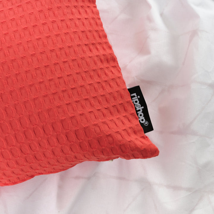 Housse de coussin gaufré 100% coton Fraise