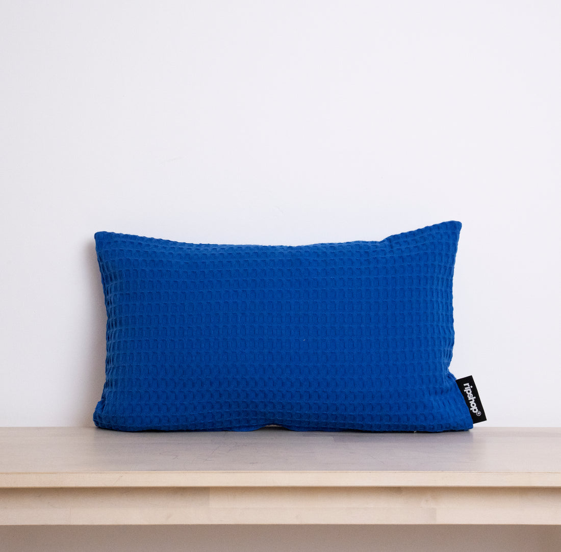 Waffle cushion cover 100% cotton Cobalt Blue 30x50 cm