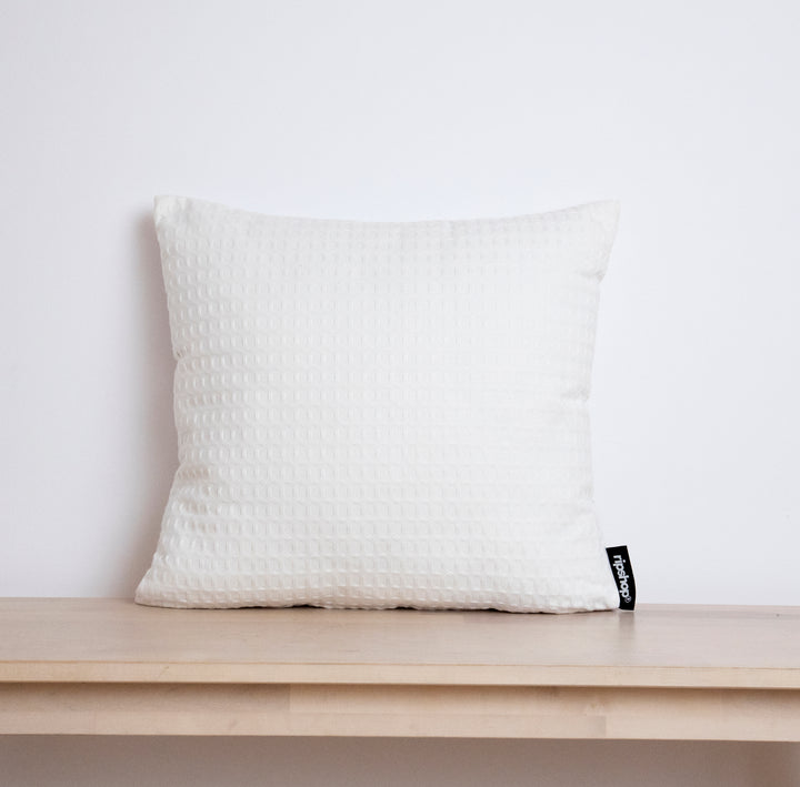Housse de coussin gaufré 100% coton Blanc Optique