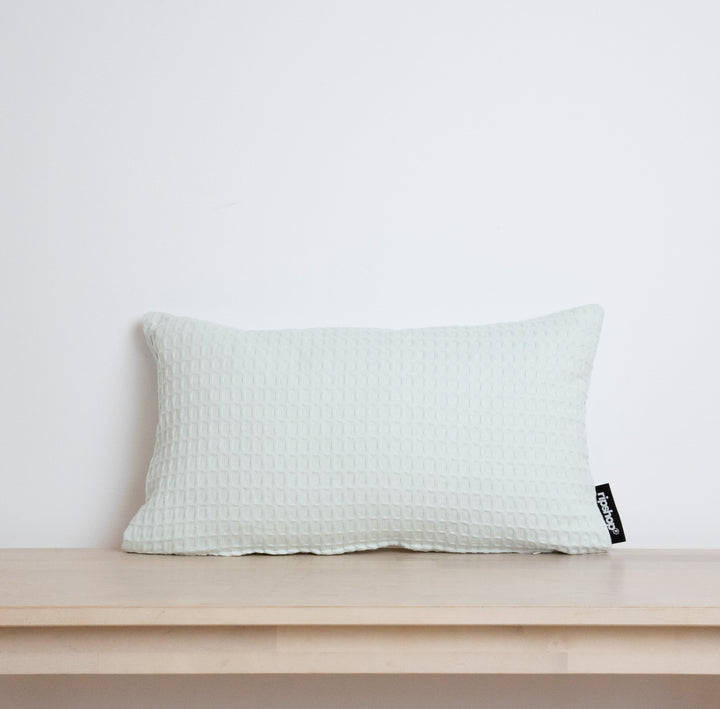 Housse de coussin gaufré 100% coton Menthe 30x50 cm