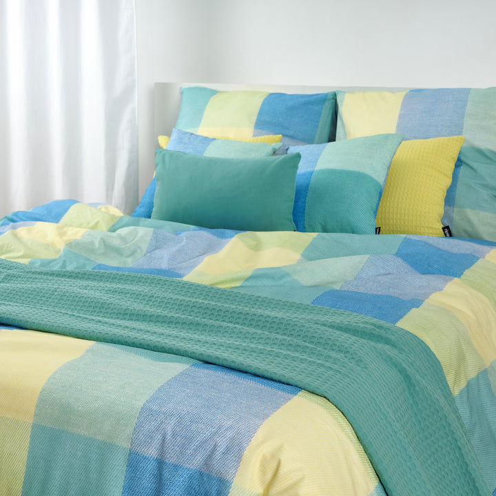 Plaid Gaufré 100% coton Turquoise