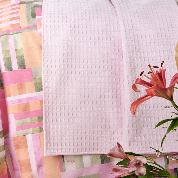 Plaid Gaufré 100% coton Bois de Rose
