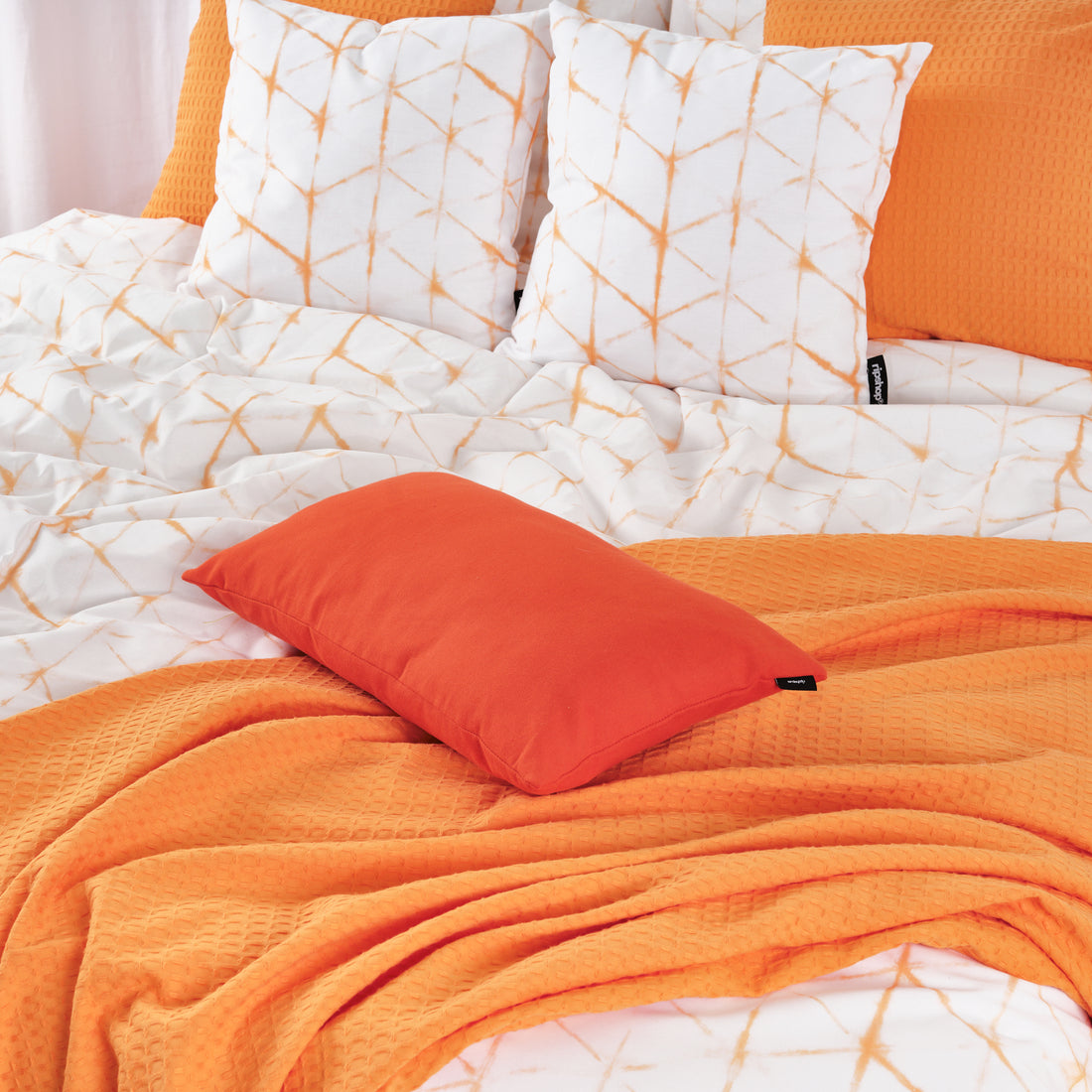 Plaid Waffle 100% algodón Naranja Claro
