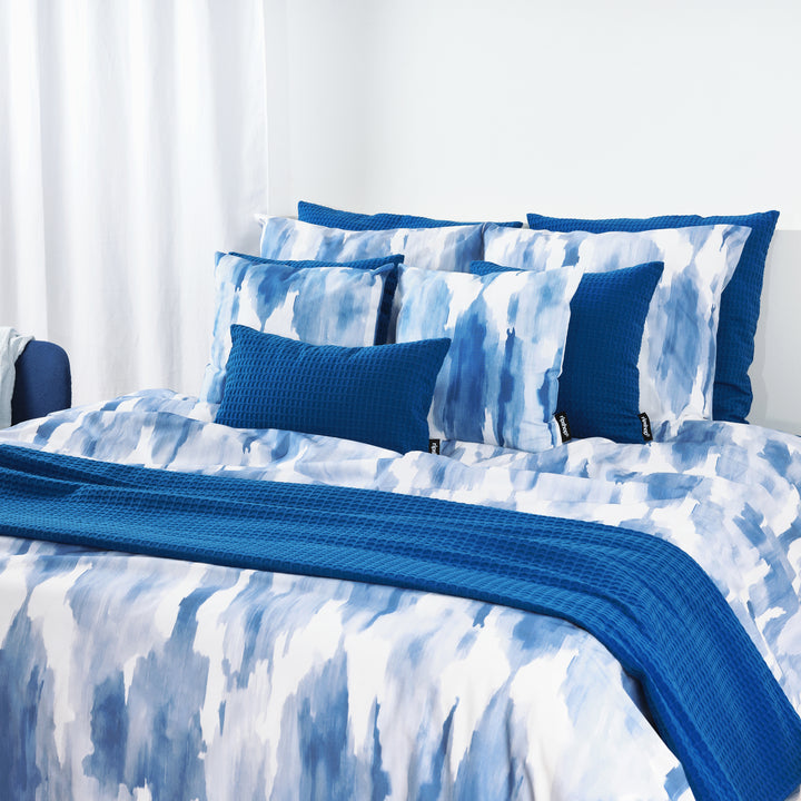 Plaid Gaufré 100% coton Bleu Cobalt