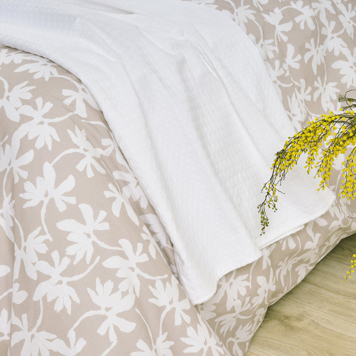Plaid Gaufré 100% coton Blanc optique