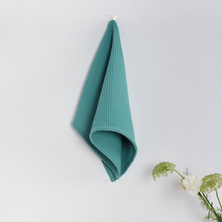 Paquet de 2 pièces. Torchon de cuisine gaufré 100% coton Turquoise