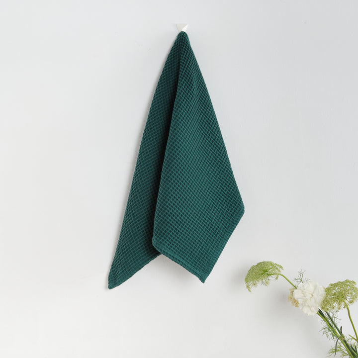 Paquet de 2 pièces. Torchon de cuisine 100% coton gaufré Esmeralda