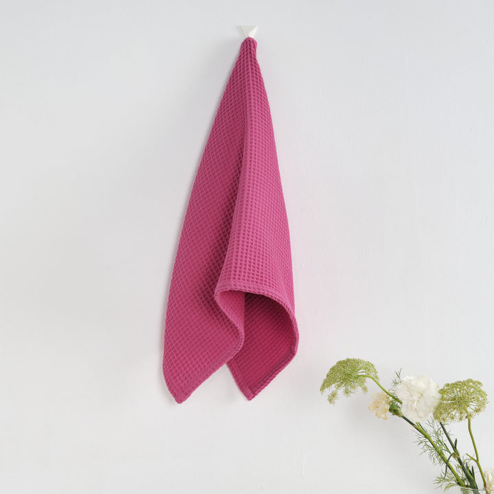Paquet de 2 pièces. Torchon de cuisine gaufré 100% coton Fuchsia