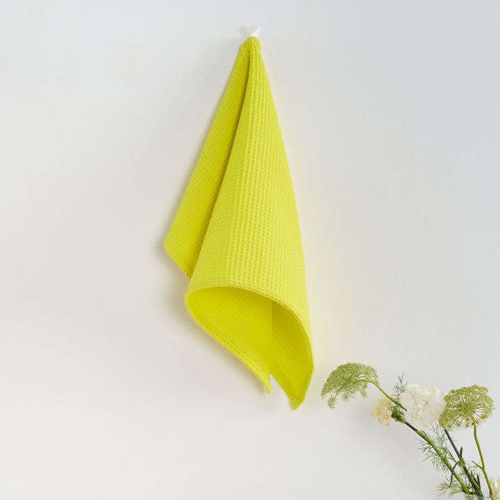 Paquet de 2 pièces. Torchon de cuisine gaufré 100% coton Jaune