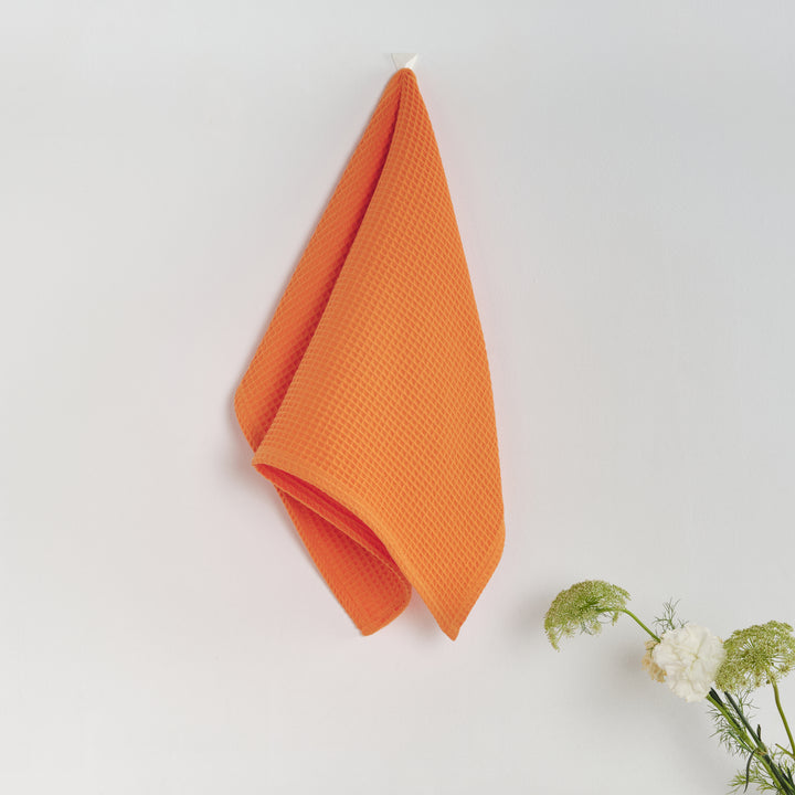 Paquet de 2 pièces. Torchon de cuisine gaufré 100 % coton orange clair