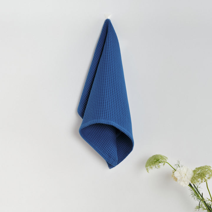Paquet de 2 pièces. Torchon de cuisine gaufré 100% coton Bleu Cobalt