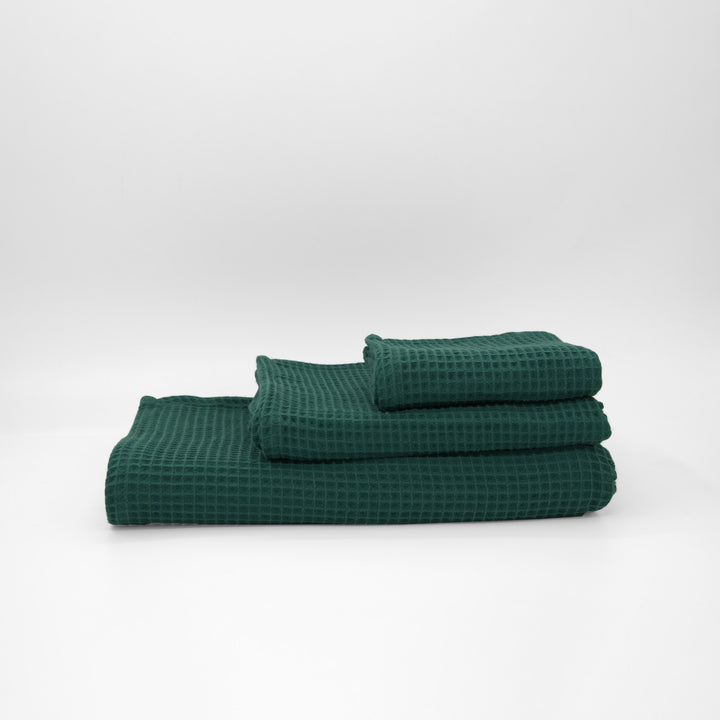 Serviette gaufrée 100% coton émeraude