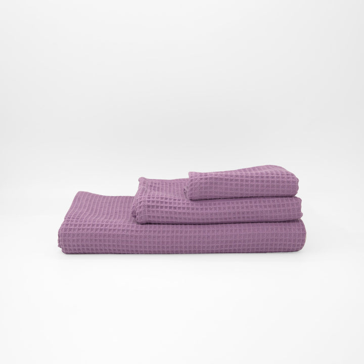 Serviette gaufrée 100% coton lilas