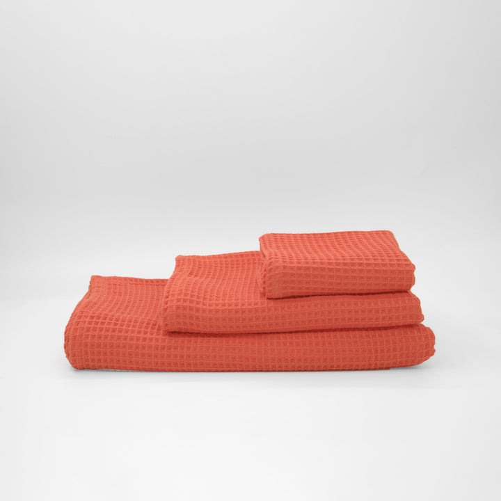 Serviette gaufrée 100% coton Fraise