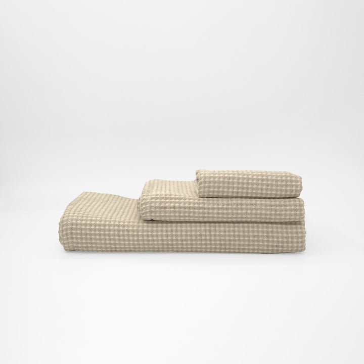 Serviette gaufrée 100 % coton et lin