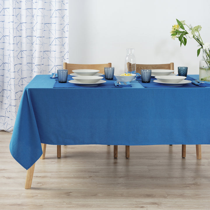 Nappe unie 100% tissu toucher lin Bleu Ciel