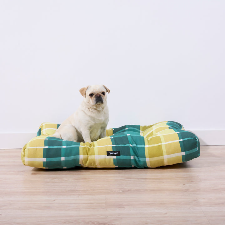 Cama de mascota 100% algodón antimanchas Sutton Esmeralda