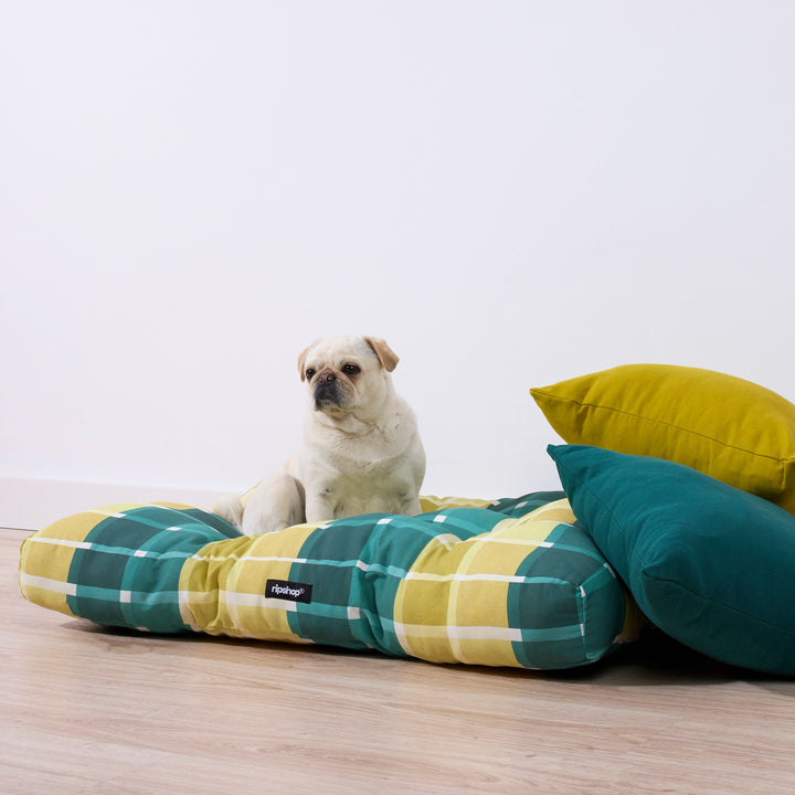 Cama de mascota 100% algodón antimanchas Sutton Esmeralda