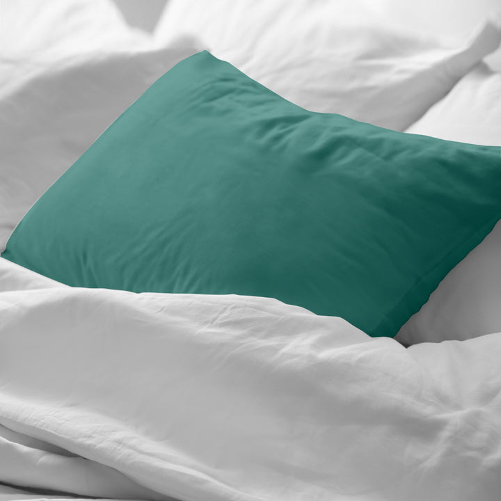 Funda almohada lisa 100% algodón Turquesa