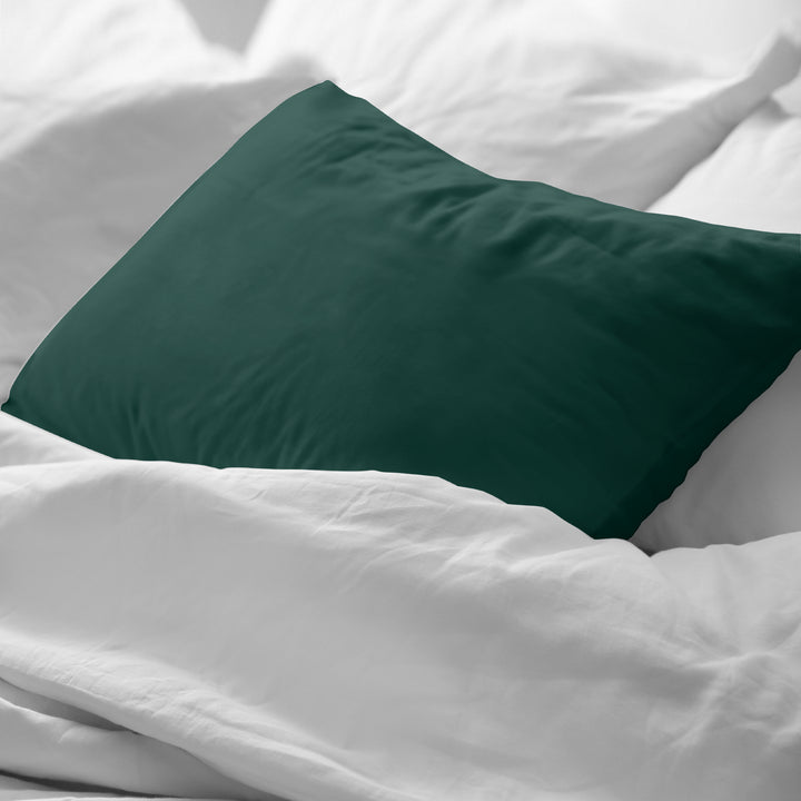 Funda almohada lisa 100% algodón Esmeralda
