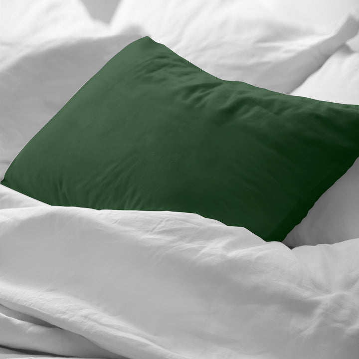 Funda almohada lisa 100% algodón Verde Botella