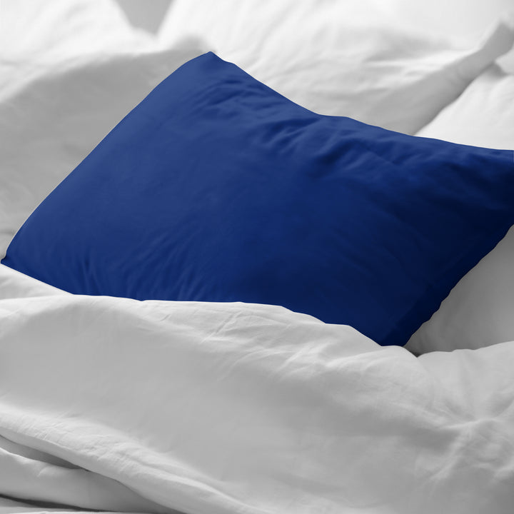 Funda almohada lisa 100% algodón Azul Cobalto