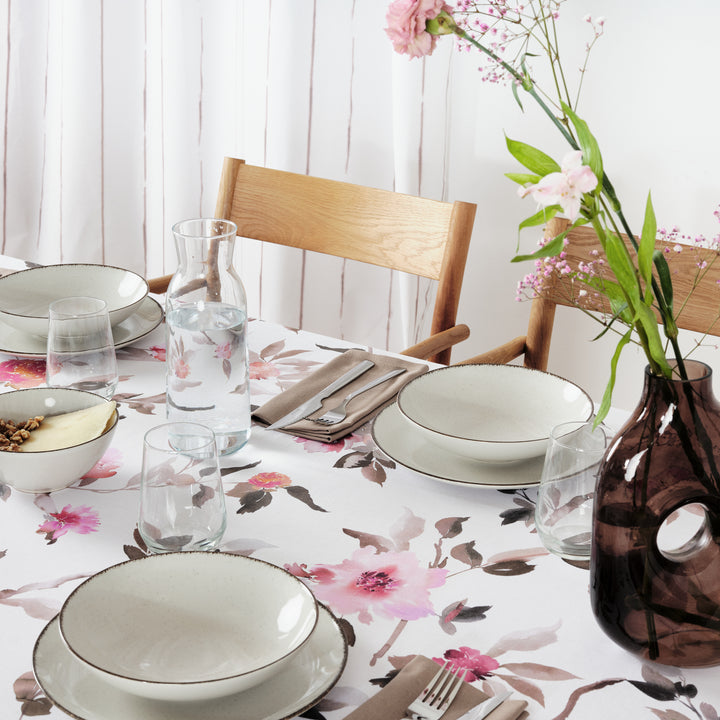 Nappe en résine antitache 100% coton Leeds Rose