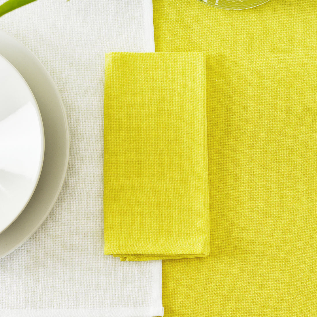 Pack 2 ud. servilletas liso Lino 100% Amarillo