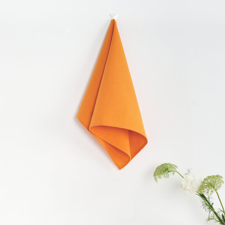 Paquet de 2 pièces. Torchon de cuisine uni 100% lin Orange Clair