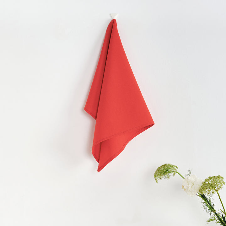 Paquet de 2 pièces. Torchon de cuisine uni 100% lin Fraise