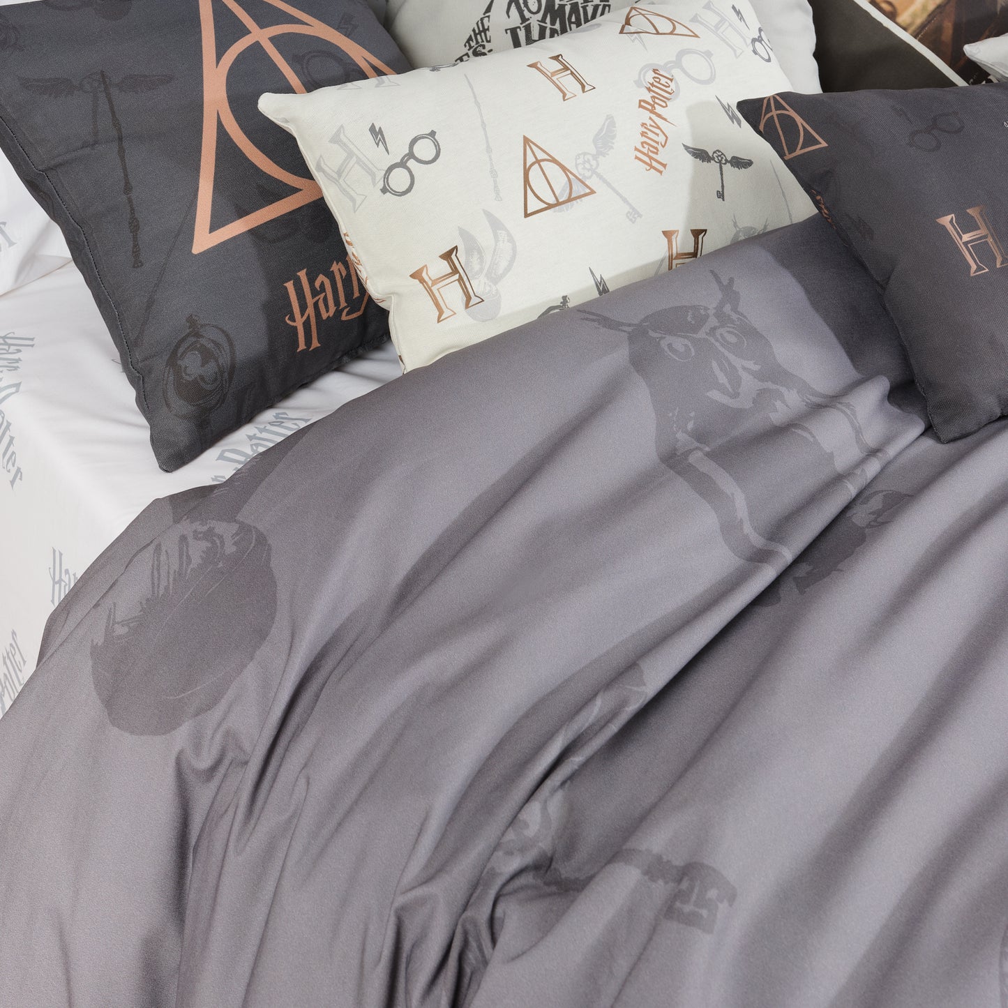 Funda nórdica con botones 100% algodón Deathly Hallows