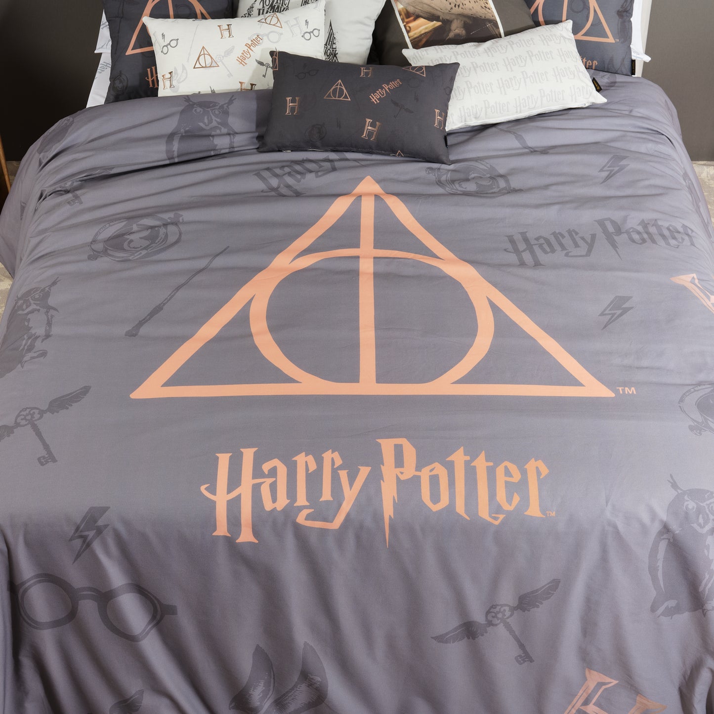 Funda nórdica con botones 100% algodón Deathly Hallows