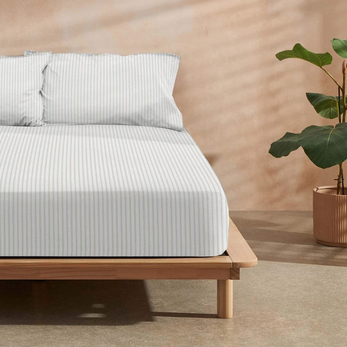 Juego de sábanas 100% algodón Papamoa Beige Raya 2