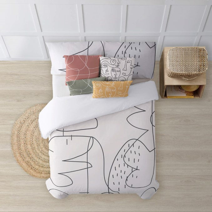 Funda nórdica con botones 100% algodón Burdeos 3
