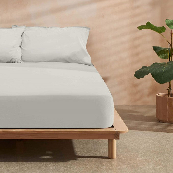 Juego de sábanas 100% algodón Papamoa Beige Liso 2